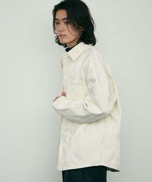 Shoowtime(ショウタイム)の「Botanical pattern back velor regular collar l/s shirt / ボタニカルパターン裏ベロアレギュラーカラー長袖シャツ(シャツ/ブラウス・メンズ・ブラック/ホワイト・MEDIUM/X-LARGE/LARGE)」の3枚目の写真