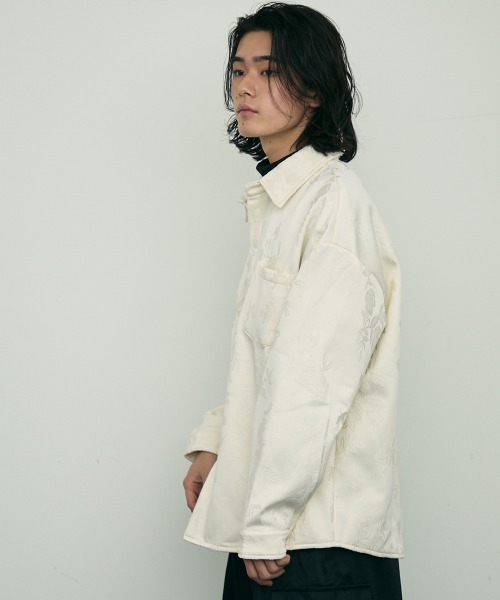 Shoowtime(ショウタイム)の「Botanical pattern back velor regular collar l/s shirt / ボタニカルパターン裏ベロアレギュラーカラー長袖シャツ(シャツ/ブラウス・メンズ・ブラック/ホワイト・MEDIUM/X-LARGE/LARGE)」の5枚目の写真