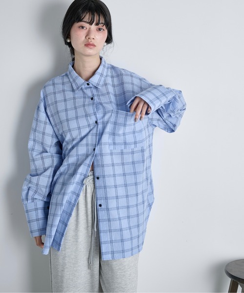 THE YOn（ザヨン）の「ビッグボウタイグラフチェックシャツ（シャツ/ブラウス・レディース・オフホワイト/サックスブルー/ブラウン・FREE）」の17枚目の写真