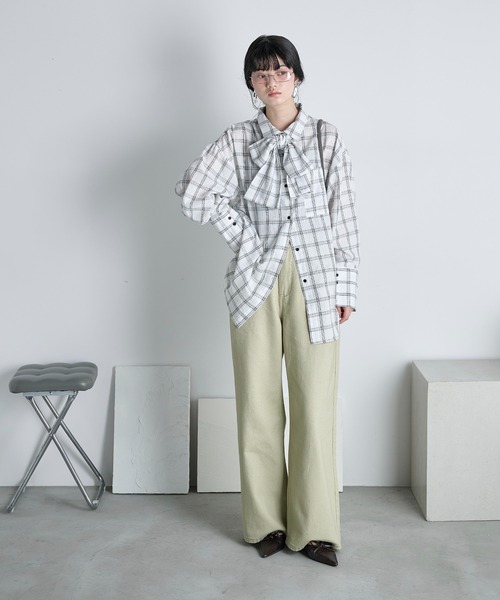 ビッグボウタイグラフチェックシャツ（シャツ/ブラウス）｜THE YOn