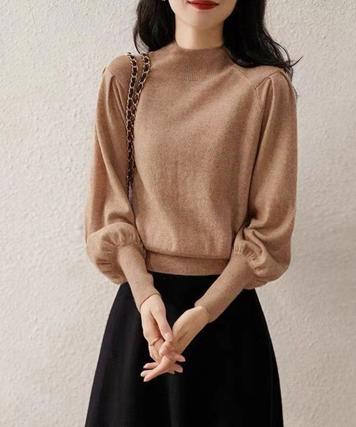 Miniministore(ミニミニストア)の「プチハイネックニットトップス レディース(ニット/セーター・レディース・ベージュ/ダークブルー/ライトブラウン/ブラック・FREE)」の3枚目の写真