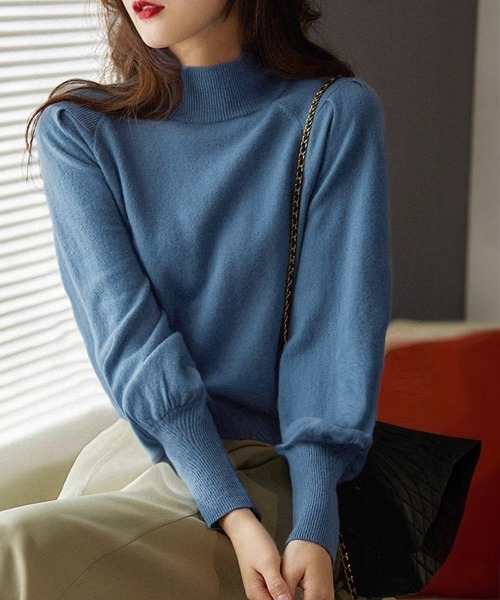 Miniministore(ミニミニストア)の「プチハイネックニットトップス レディース(ニット/セーター・レディース・ベージュ/ダークブルー/ライトブラウン/ブラック・FREE)」の5枚目の写真