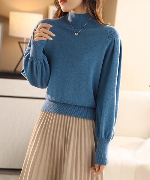 Miniministore(ミニミニストア)の「プチハイネックニットトップス レディース(ニット/セーター・レディース・ベージュ/ダークブルー/ライトブラウン/ブラック・FREE)」の7枚目の写真