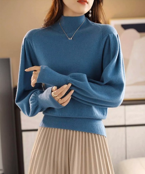 Miniministore(ミニミニストア)の「プチハイネックニットトップス レディース(ニット/セーター・レディース・ベージュ/ダークブルー/ライトブラウン/ブラック・FREE)」の8枚目の写真