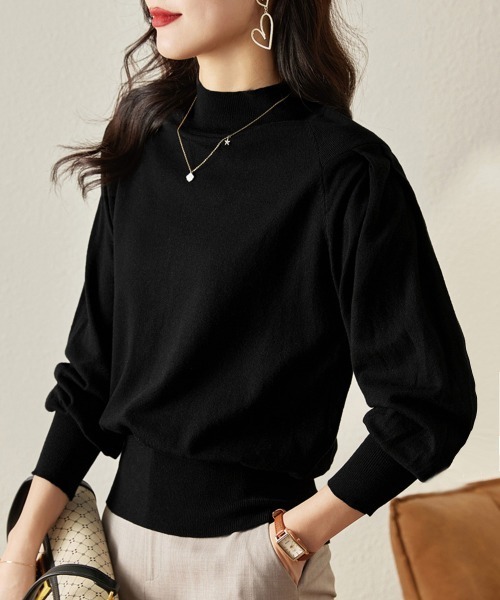 Miniministore(ミニミニストア)の「プチハイネックニットトップス レディース(ニット/セーター・レディース・ベージュ/ダークブルー/ライトブラウン/ブラック・FREE)」の10枚目の写真