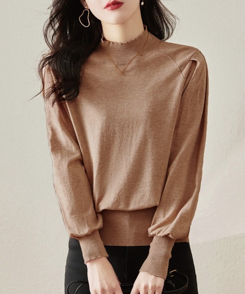 Miniministore(ミニミニストア)の「プチハイネックニットトップス レディース(ニット/セーター・レディース・ベージュ/ダークブルー/ライトブラウン/ブラック・FREE)」の14枚目の写真