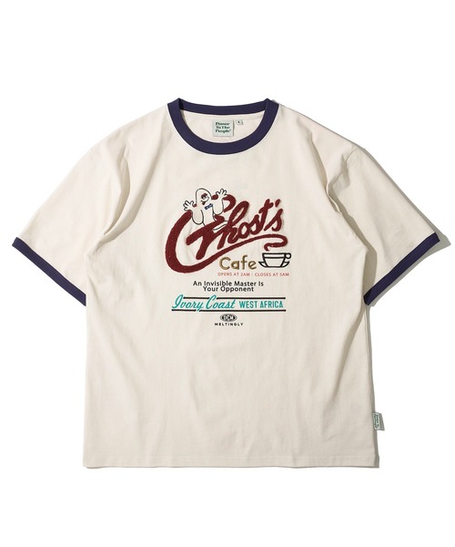 POWER TO THE PEOPLE(パワートゥーザピープル)の「【POWER TO THE PEOPLE】ヴィンテージ風 ゴースト刺繍Tシャツ / リンガーTシャツ(Tシャツ/カットソー・レディース・ホワイト系3/チャコールグレー/ホワイト系1/ホワイト系2・MEDIUM/LARGE/X-LARGE)」の7枚目の写真