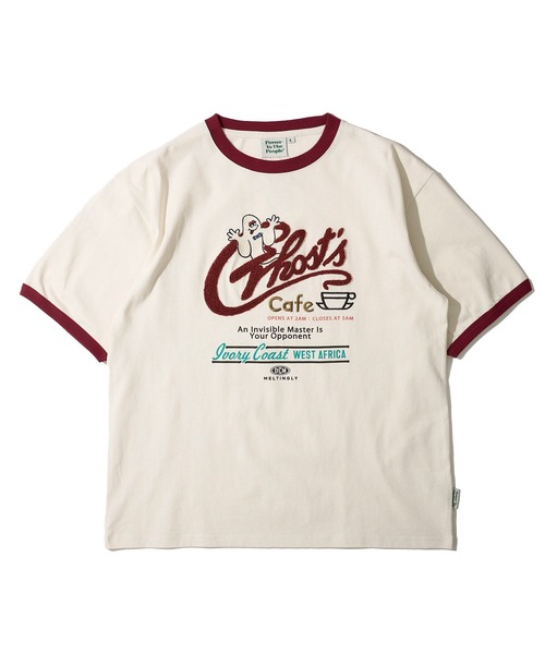 POWER TO THE PEOPLE(パワートゥーザピープル)の「【POWER TO THE PEOPLE】ヴィンテージ風 ゴースト刺繍Tシャツ / リンガーTシャツ(Tシャツ/カットソー・レディース・ホワイト系3/チャコールグレー/ホワイト系1/ホワイト系2・MEDIUM/LARGE/X-LARGE)」の5枚目の写真