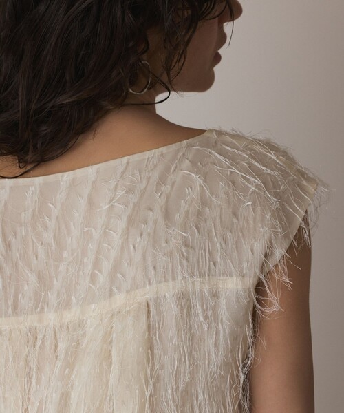 Diagram（ダイアグラム）の「フリンジギャザートップ（Tシャツ/カットソー・レディース・キナリ/グリーン/ブラック・36/38）」の5枚目の写真