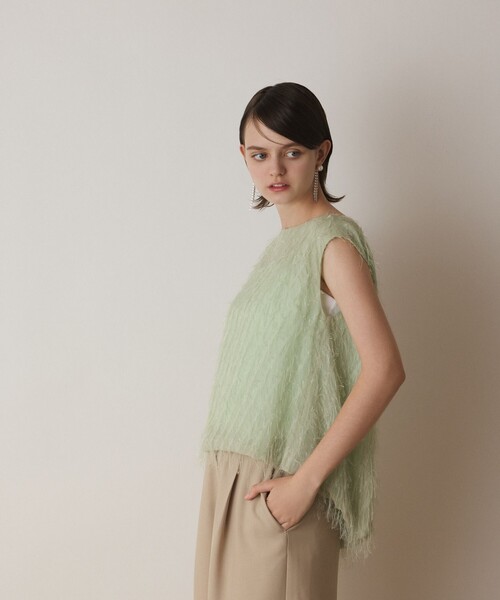 Diagram（ダイアグラム）の「フリンジギャザートップ（Tシャツ/カットソー・レディース・キナリ/グリーン/ブラック・36/38）」の11枚目の写真