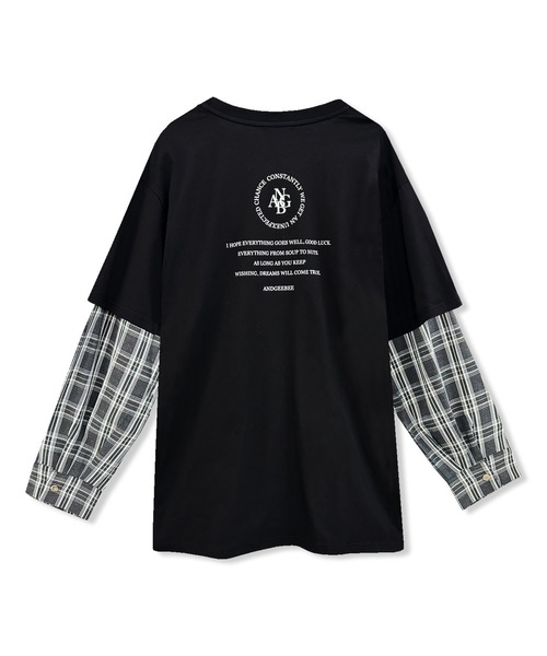 ANDGEEBEE（アンジービー）の「UNISEX シャツレイヤードロンT（Tシャツ/カットソー・レディース・ブラック/グレー・FREE）」の9枚目の写真