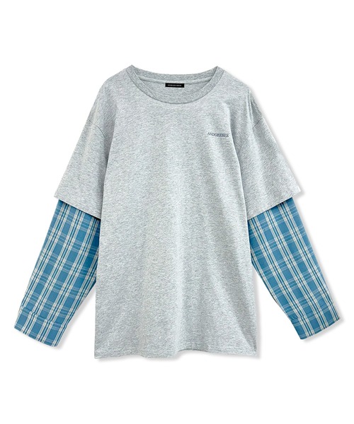 ANDGEEBEE（アンジービー）の「UNISEX シャツレイヤードロンT（Tシャツ/カットソー・レディース・ブラック/グレー・FREE）」の15枚目の写真
