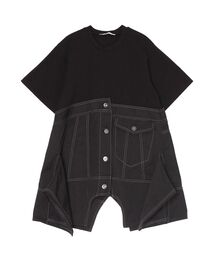 UN3D. | DENIM DETAIL DOCKING T-SH【セットアップ着用可能】(Tシャツ/カットソー)