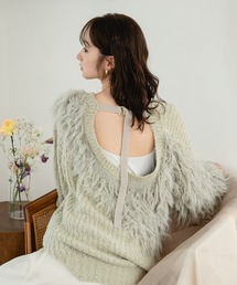 back design asymmetry shaggy knit / バックデザインアシンメトリーシャギーニット