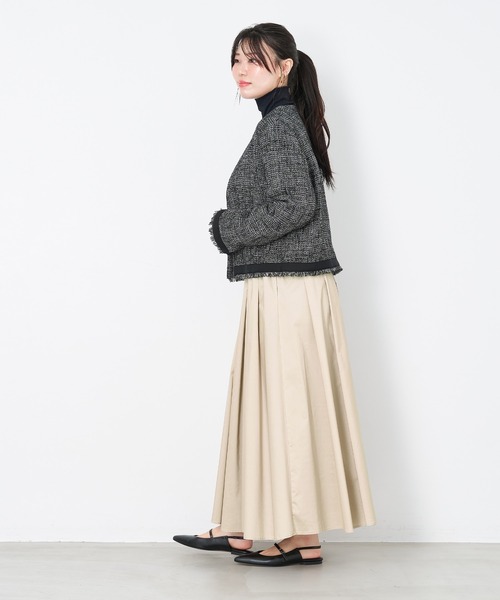 【美品】MICA & DEAL ノーカラーツイードジャケット MICA&DEAL（マイカ＆ディール）の「ツイードフリンジジャケット