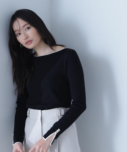 NATURAL BEAUTY BASIC(ナチュラルビューティーベーシック)の「◇総針ベーシックシリーズ ボートネックニット(ニット/セーター・レディース・グリーン系その他3/ホワイト系その他/ブラック系その他・FREE)」の2枚目の写真