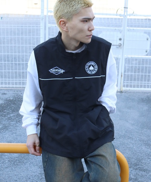 THRASHER（スラッシャー）の「【THRASHER/スラッシャー】リラックスフィット 刺繍ロゴ ナイロンベスト（ベスト・メンズ・ネイビー/ブラック/ライトグレー/チャコールグレー・M/L/XL）」の8枚目の写真