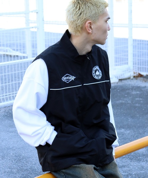 THRASHER（スラッシャー）の「【THRASHER/スラッシャー】リラックスフィット 刺繍ロゴ ナイロンベスト（ベスト・メンズ・ネイビー/ブラック/ライトグレー/チャコールグレー・M/L/XL）」の10枚目の写真