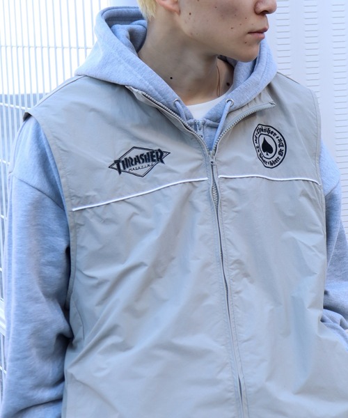 THRASHER（スラッシャー）の「【THRASHER/スラッシャー】リラックスフィット 刺繍ロゴ ナイロンベスト（ベスト・メンズ・ネイビー/ブラック/ライトグレー/チャコールグレー・M/L/XL）」の18枚目の写真