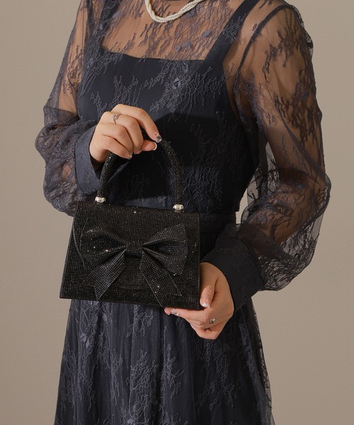 Lace Ladies(レースレディース)の「2WAY ラインストーン リボン パーティー ハンドバッグ(クラッチバッグ・レディース・ブラック/シルバー/シャンパン・FREE)」の15枚目の写真