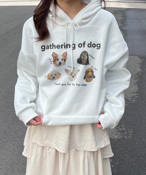 merrylatte(メリーラテ)の「いぬ顔パーカー(パーカー・レディース・ホワイト・X-LARGE/SMALL)」の4枚目の写真
