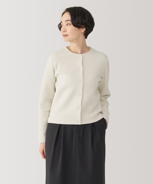 無印良品（ムジルシリョウヒン）の「婦人　二重編みスウェットカーディガン（カーディガン/ボレロ・レディース・ブラック/ブラウン系/アイボリー/ブルー系・XL/L/M/S）」の2枚目の写真