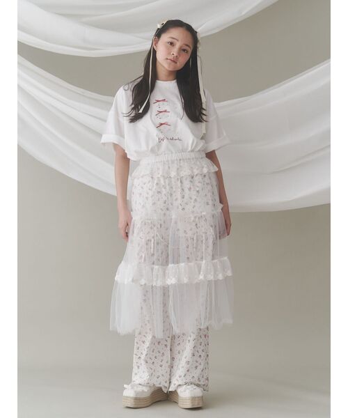 merry jenny（メリージェニー）の「チュールパニエティアードスカート（スカート・レディース・ブルー/オフホワイト/ピンク・FREE）」の9枚目の写真