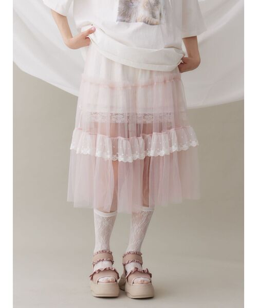 merry jenny（メリージェニー）の「チュールパニエティアードスカート（スカート・レディース・ブルー/オフホワイト/ピンク・FREE）」の11枚目の写真
