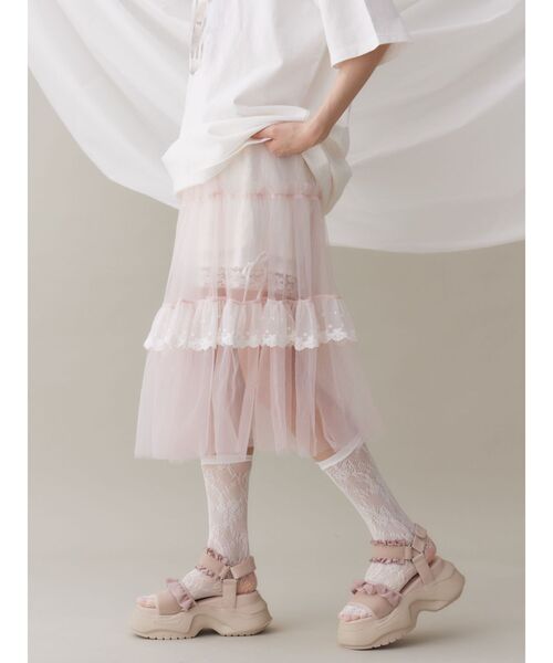merry jenny（メリージェニー）の「チュールパニエティアードスカート（スカート・レディース・ブルー/オフホワイト/ピンク・FREE）」の12枚目の写真