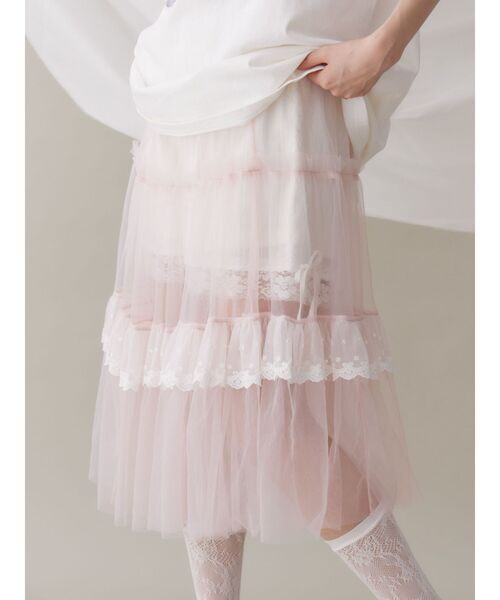 merry jenny（メリージェニー）の「チュールパニエティアードスカート（スカート・レディース・ブルー/オフホワイト/ピンク・FREE）」の13枚目の写真