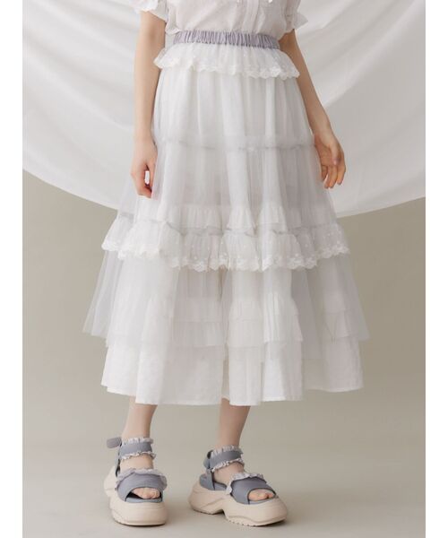 merry jenny（メリージェニー）の「チュールパニエティアードスカート（スカート・レディース・ブルー/オフホワイト/ピンク・FREE）」の16枚目の写真