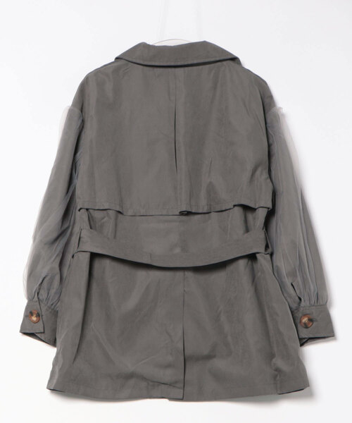 CECIL McBEE（セシルマクビー）の「チュール袖トレンチコート（トレンチコート・レディース・ピンク/チャコールグレー/ベージュ・MEDIUM/LARGE）」の4枚目の写真