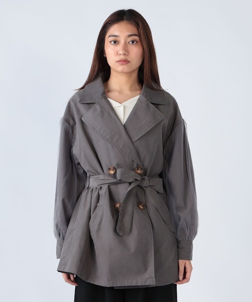 CECIL McBEE（セシルマクビー）の「チュール袖トレンチコート（トレンチコート・レディース・ピンク/チャコールグレー/ベージュ・MEDIUM/LARGE）」の10枚目の写真