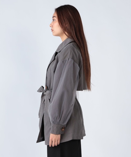 CECIL McBEE（セシルマクビー）の「チュール袖トレンチコート（トレンチコート・レディース・ピンク/チャコールグレー/ベージュ・MEDIUM/LARGE）」の11枚目の写真