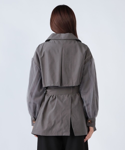 CECIL McBEE（セシルマクビー）の「チュール袖トレンチコート（トレンチコート・レディース・ピンク/チャコールグレー/ベージュ・MEDIUM/LARGE）」の12枚目の写真