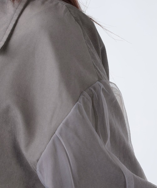 CECIL McBEE（セシルマクビー）の「チュール袖トレンチコート（トレンチコート・レディース・ピンク/チャコールグレー/ベージュ・MEDIUM/LARGE）」の14枚目の写真