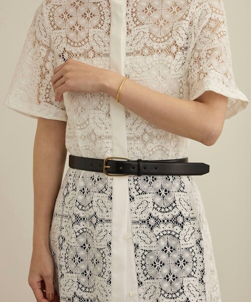 ROPE'(ロペ)の「シグネットバックルレザーワイドベルト(ベルト・レディース・ブラック/ダークブラウン・FREE)」の3枚目の写真