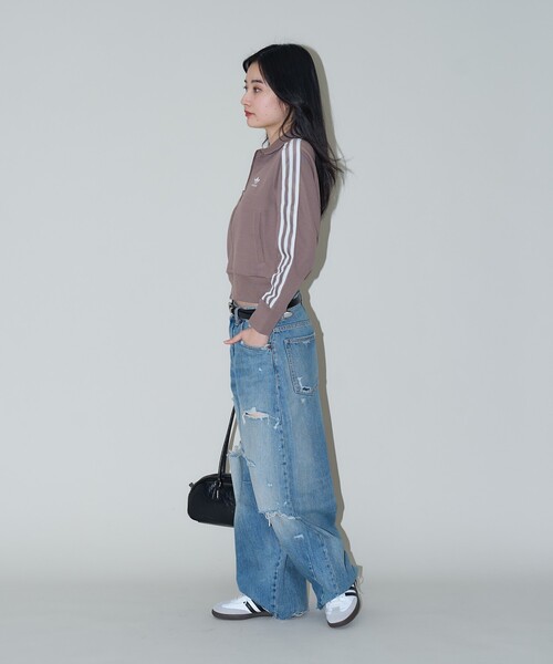 adidas（アディダス）の「adidas/アディダス スリーストライプス ニットトップ　限定展開（ブルゾン・レディース・ブラック/ブラウン・MEDIUM/LARGE）」の19枚目の写真