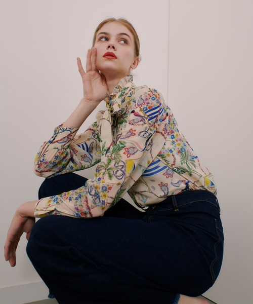 LOULOU WILLOUGHBY(ルルウィルビー)の「【LOULOU WILLOUGHBY】アーカイブフリルリボンブラウス(シャツ/ブラウス・レディース・ブラウン系その他/イエロー/ピンク・2)」の15枚目の写真