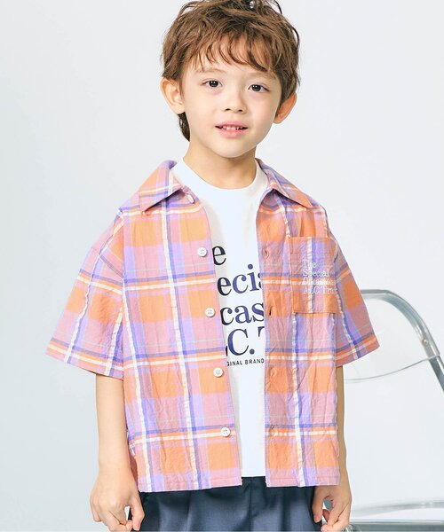 apres les cours（アプレレクール）の「【リンク】ストライプ・チェックシャツ（シャツ/ブラウス・キッズ・チェック/ストライプ・100/130/110/120/90/80）」の2枚目の写真