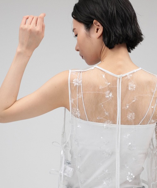 BABYLONE（バビロン）の「インナーカップ付きキャミ（キャミソール・レディース・ホワイト/チャコール/ブラック・フリー）」の6枚目の写真