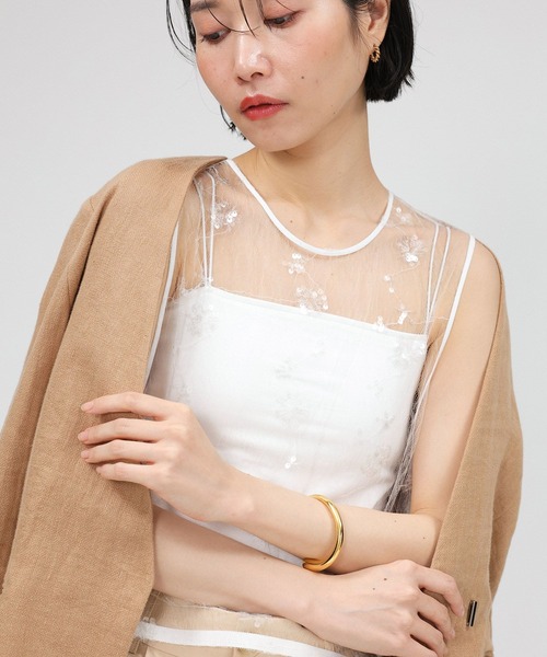 BABYLONE（バビロン）の「インナーカップ付きキャミ（キャミソール・レディース・ホワイト/チャコール/ブラック・フリー）」の4枚目の写真