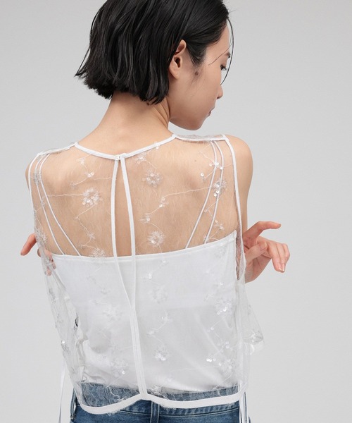 BABYLONE（バビロン）の「インナーカップ付きキャミ（キャミソール・レディース・ホワイト/チャコール/ブラック・フリー）」の8枚目の写真