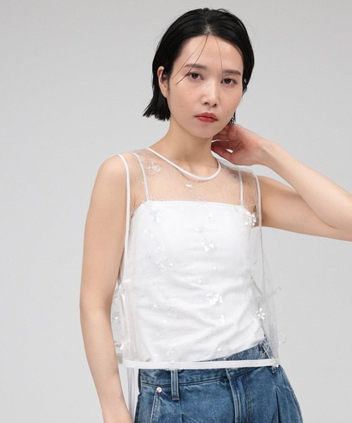 BABYLONE（バビロン）の「インナーカップ付きキャミ（キャミソール・レディース・ホワイト/チャコール/ブラック・フリー）」の11枚目の写真