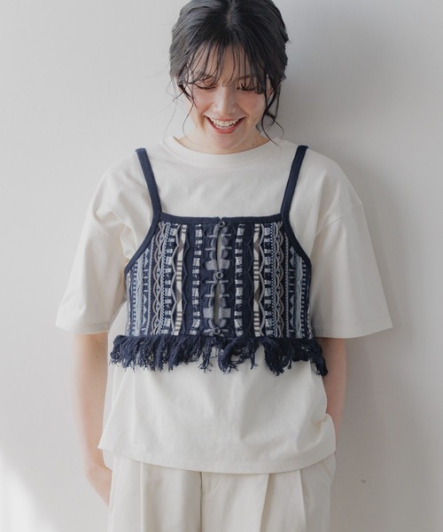 niko and...(ニコアンド)の「幾何フリンジビスチェ(その他トップス・レディース・アイボリー/ブルー/ネイビー・FREE)」の6枚目の写真