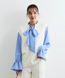 QUEENS COURT（クイーンズコート）の「ダンボールフラップVネックベスト≪手洗い可能≫（ベスト）」