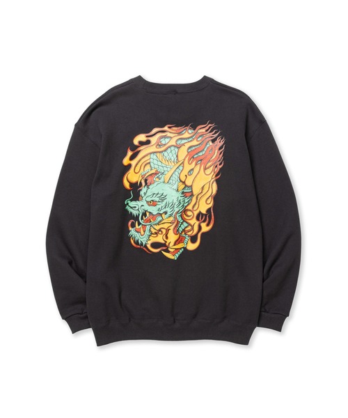 CALEE（キャリー）の「FLAME DRAGON LOGO CREW NECK SW（スウェット・メンズ・ホワイト/チャコールグレー・LARGE/MEDIUM/SMALL）」の5枚目の写真