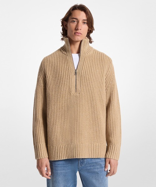 MICHAEL KORS（マイケルコース）の「ユニセックス ウールカシミアブレンド ハーフジップ セーター（ニット/セーター・レディース・ベージュ系その他・XS/L/M/S/XL）」の5枚目の写真