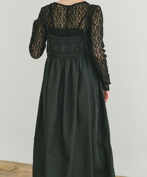 ITEMS URBANRESEARCH（アイテムズ アーバンリサーチ）の「シャーリングキャミワンピース（ワンピース・レディース・ブラック/ベージュ・FREE）」の12枚目の写真