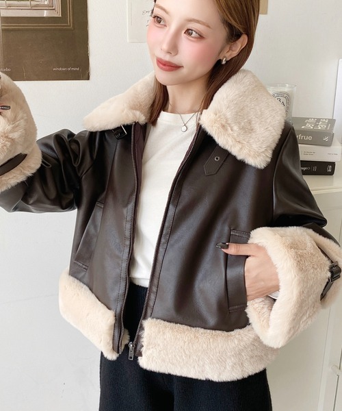 マチャット　エコムートン　ジャケット　フェイクレザー マチャット エコムートン ジャケット フェイクレザー